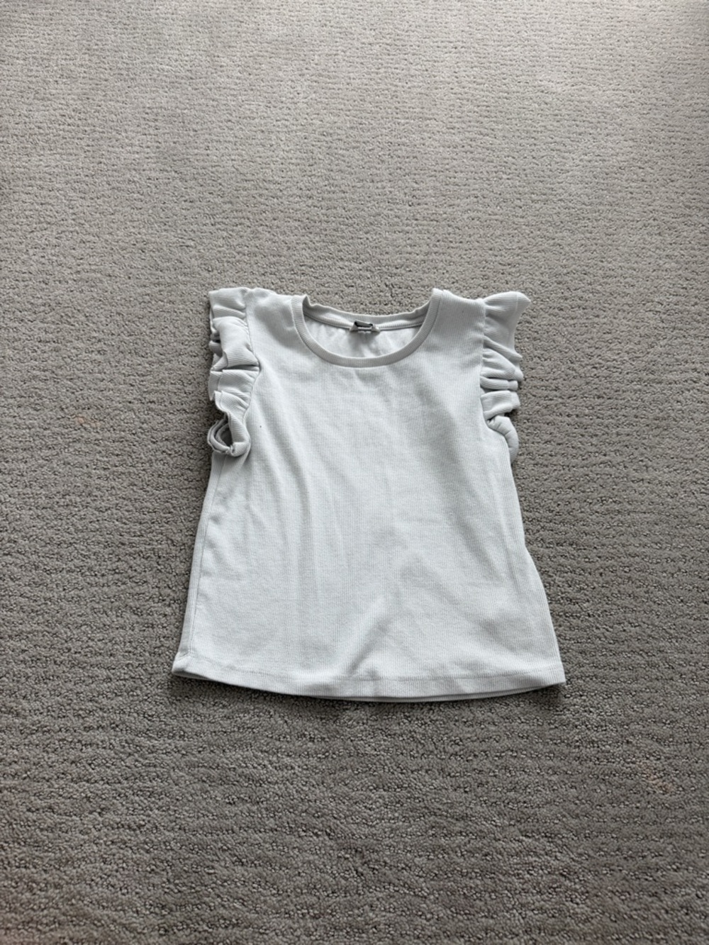 Girls White Ruffle Sleeve Tank Top